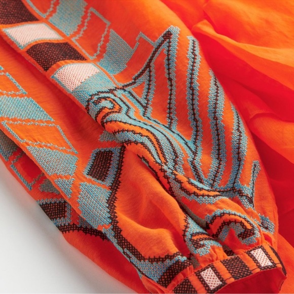 Iris Apfel X H&M Flounce Embroidered Tunic Dress Orange - Picture 11 of 11